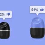Graphic illustrating product idea screening comparing consumer approval scores for two product designs