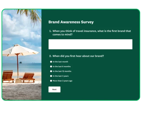 Screenshot of brand awareness survey