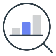 Magnifying glass with bar chart icon