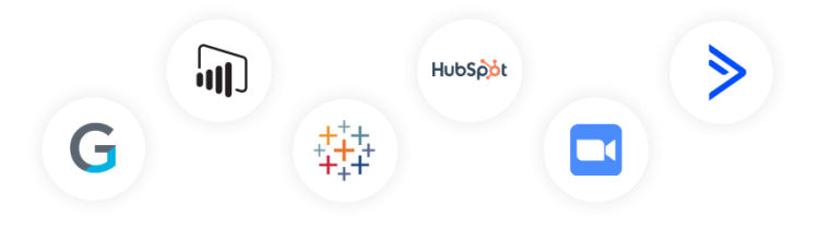 Icons of Tableau, Zoom, Hubspot