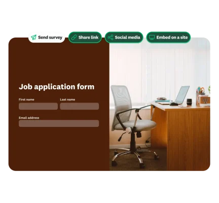 Job application form with first name, last name, and email address fields
