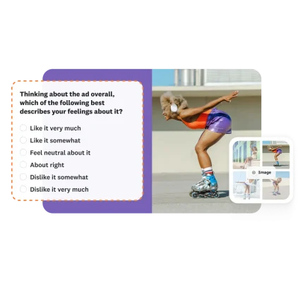 Survey question box, asking "Thinking about the ad overall, which of the following best describes your feelings about it?"