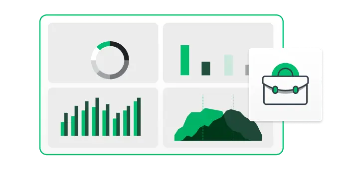 Charts and graphs, next to briefcase icon