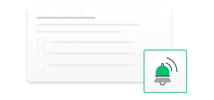 Screenshot of survey question next to bell icon