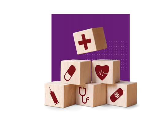 Blocks with healthcare symbols