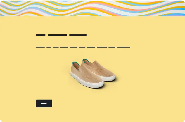 Screenshot of a survey template asking questions about a pair of shoes on a yellow background