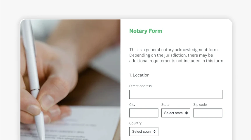Screenshot of SurveyMonkey notary form