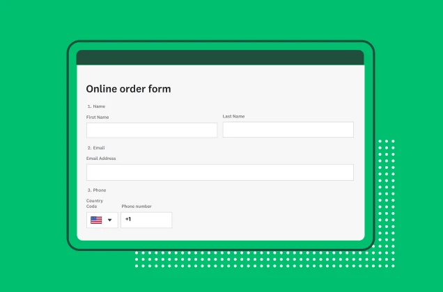 Screenshot of online order form