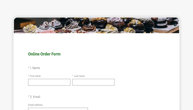Screenshot of SurveyMonkey online order form template