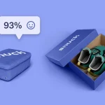 Graphic showing packaging design testing comparing two shoe box concepts with consumer satisfaction ratings