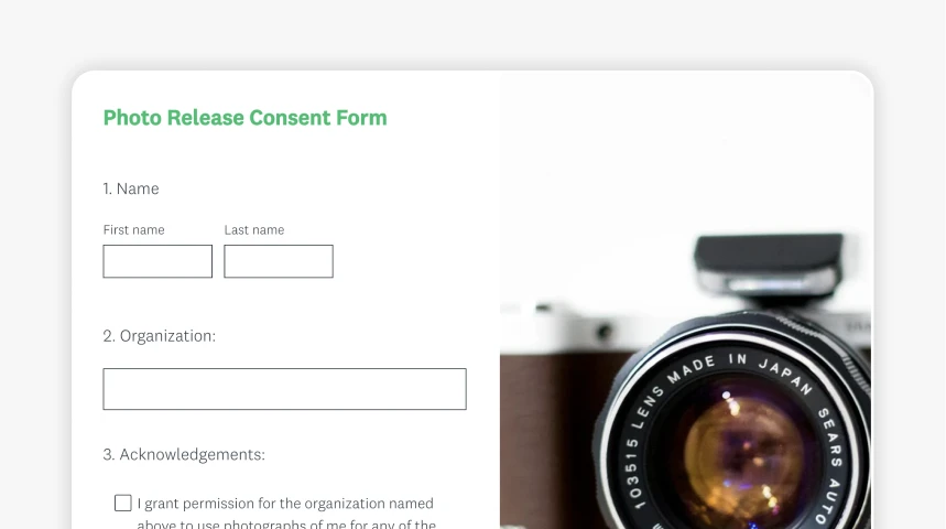 Screenshot of SurveyMonkey photo release consent form