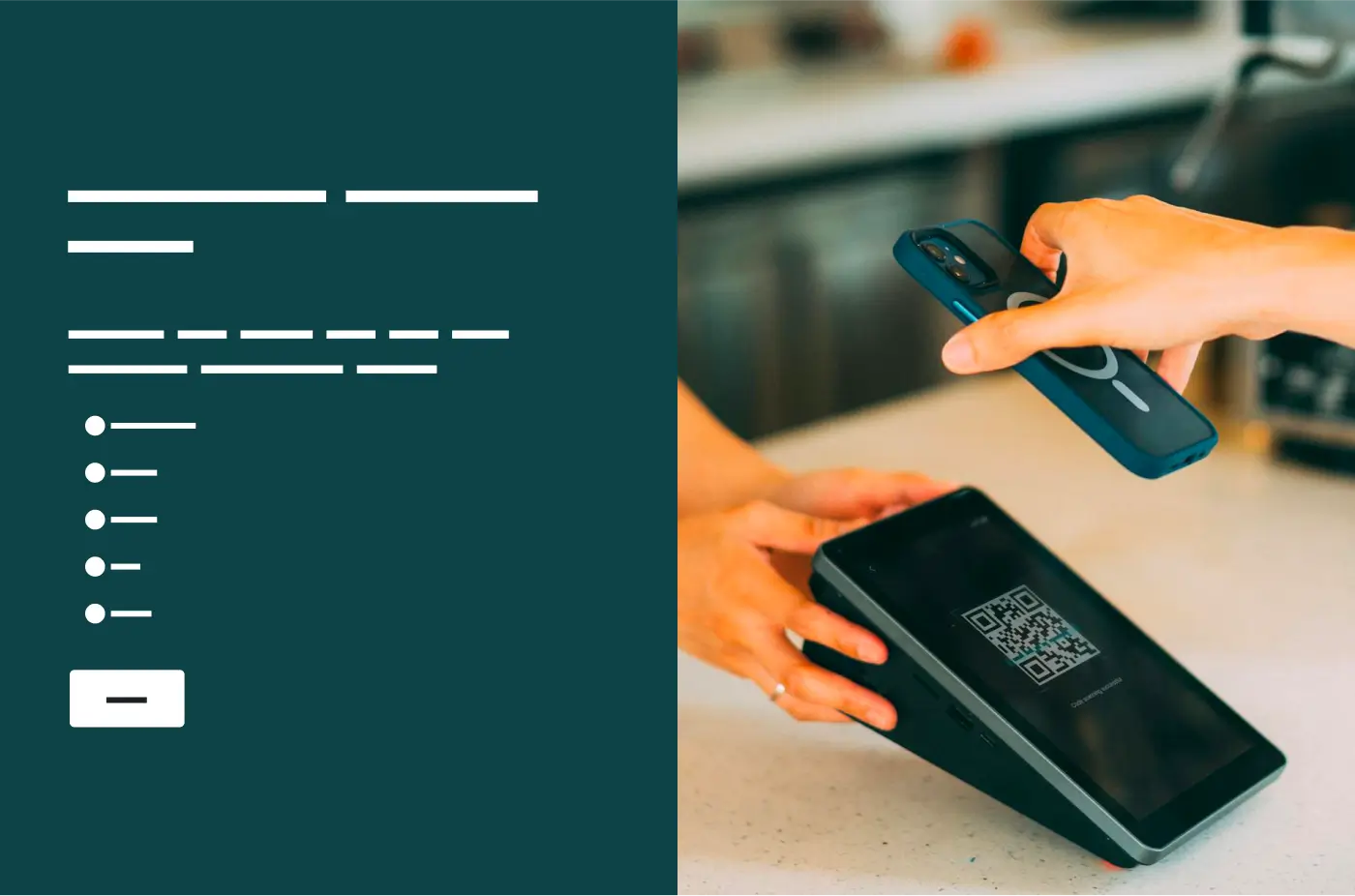 Person paying with a credit card, next to survey question
