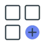 Three squares and circle icon