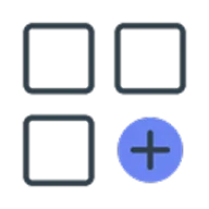 Three squares and circle icon