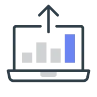 Laptop with bar chart icon