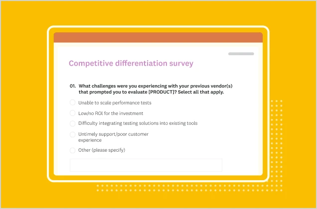 Screenshot of SurveyMonkey competitive differentiation survey template