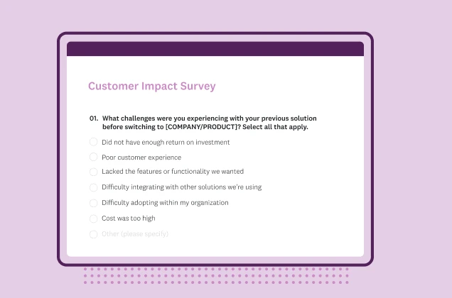 Screenshot of SurveyMonkey customer impact survey template