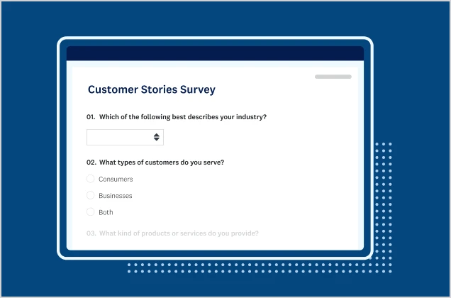 Screenshot of SurveyMonkey customer stories survey template