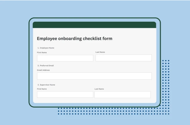 Screenshot of SurveyMonkey employee onboarding checklist form template