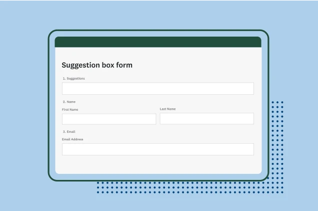 Screenshot of SurveyMonkey suggestion box form