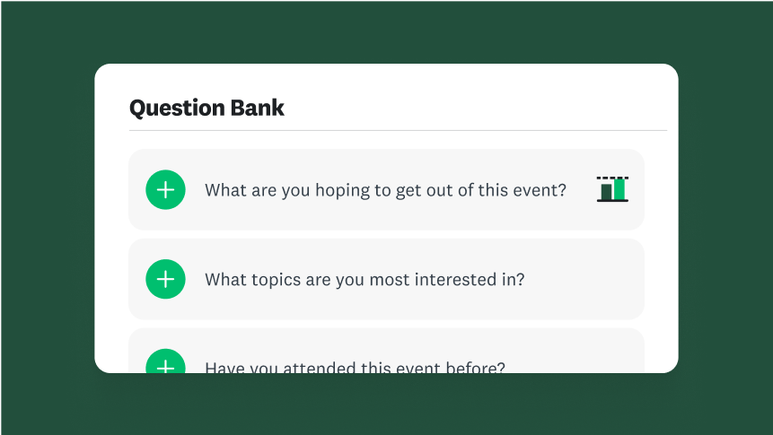 A menu from a question bank showing suggested survey questions.
