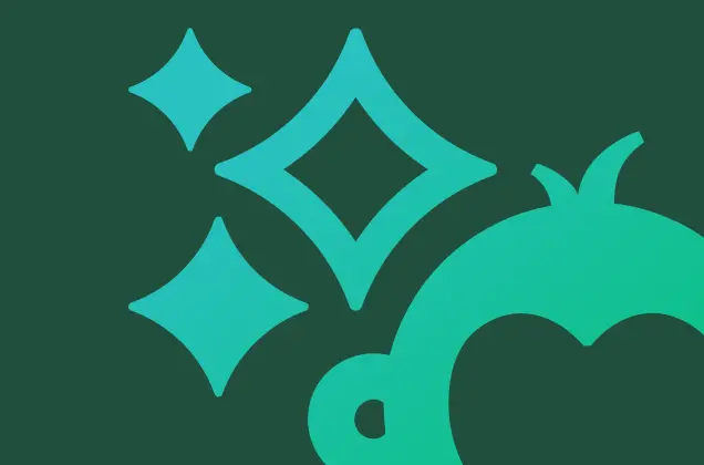 Outline of Goldie the SurveyMonkey mascot, next to stars