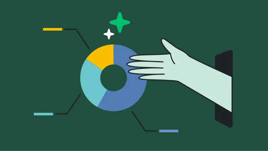 Hand reaching out to a circle graph