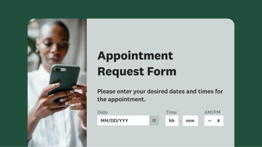 Screenshot of appointment request form template