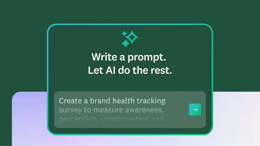Modal that says write a prompt, let AI do the rest - where the prompt says: Create a brand health tracking survey to measure awareness, perception, and consideration