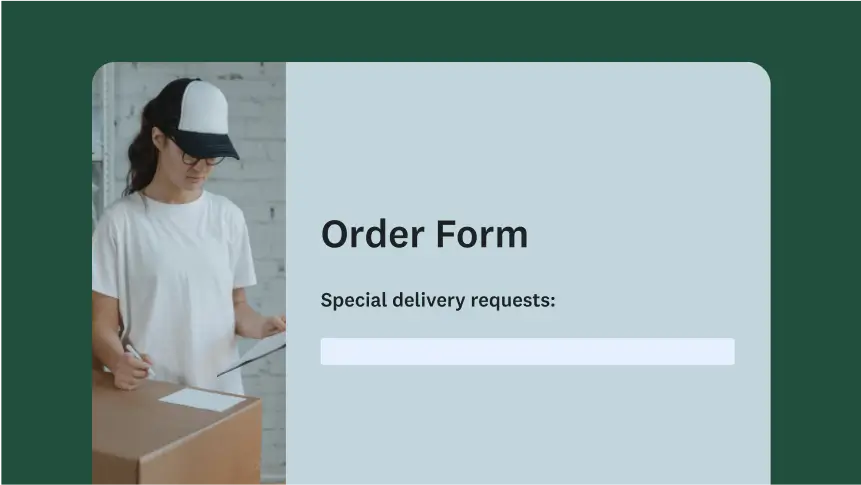 order form showing special delivery requests