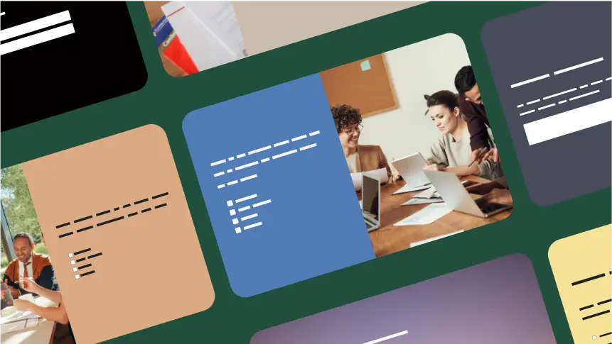 Survey templates showing group collaborating at a table