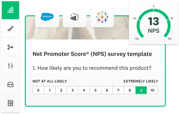 A collection of survey product screens overlapping each other.