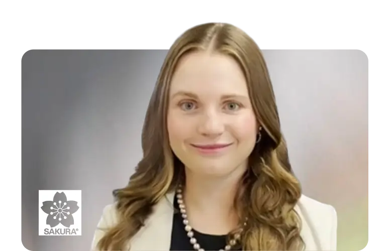 Casey Singh headshot and Sakura logo