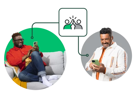 two men messaging on phones