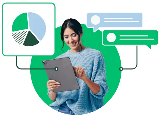 woman working on tablet