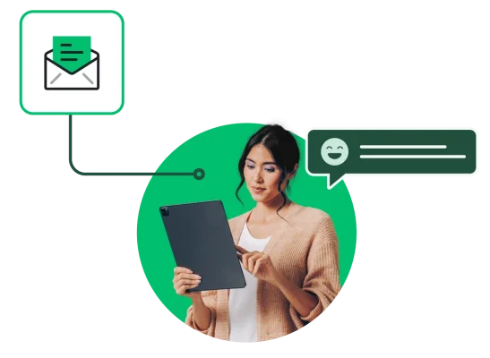 woman working on tablet