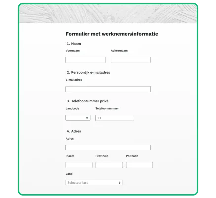 sjabloon werknemersformulier