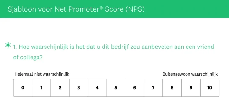 Voorbeeld van een Net Promoter Score-sjabloon