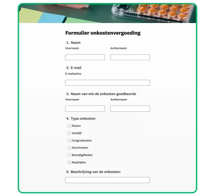voorbeeld formulier onkostenvergoeding