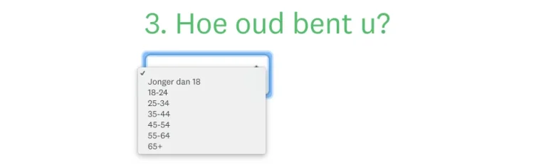 gesloten vraag met vervolgkeuzemenu