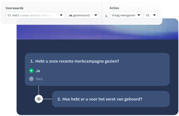 Screenshot van de functie om vragen weer te geven op dezelfde pagina op basis van voorwaarden