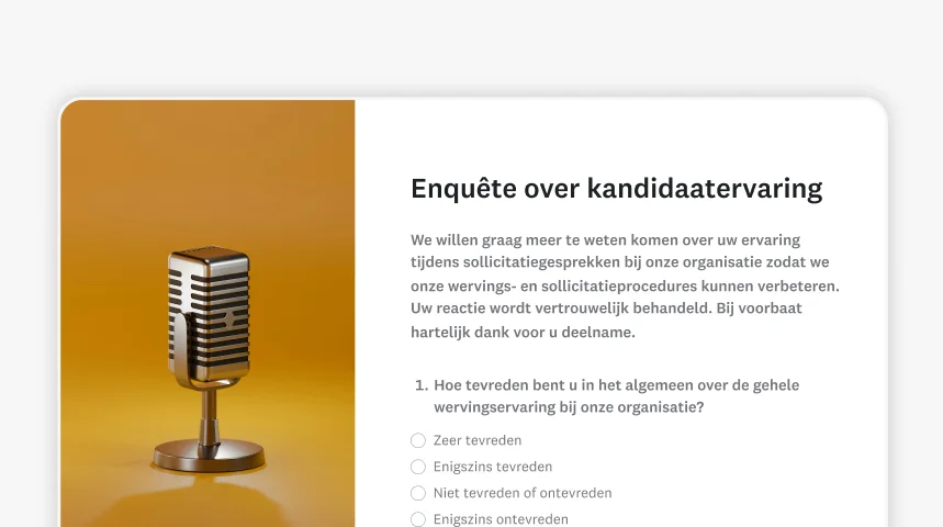 Een screenshot van de SurveyMonkey-enquêtesjabloon voor kandidaatervaring