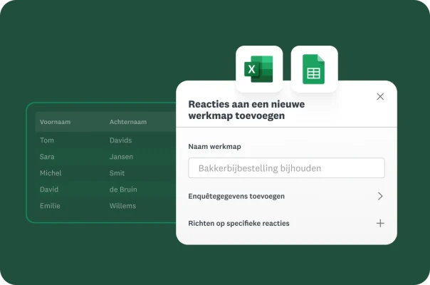 Interface voor gegevensexport met Excel- en Google-werkbladen
