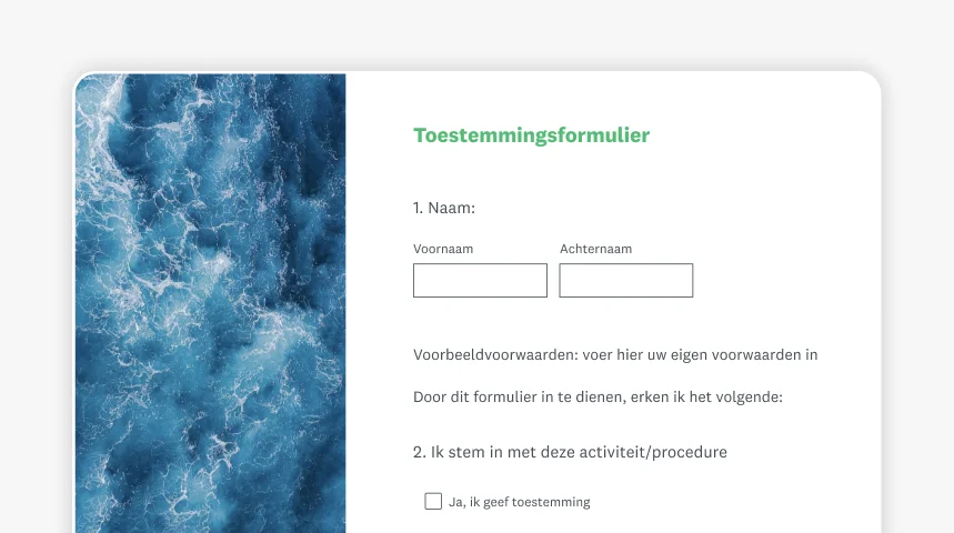 Screenshot van een toestemmingsformulier van SurveyMonkey