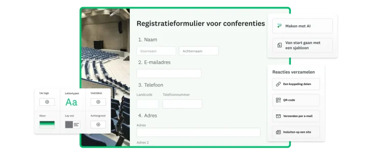 Screenshot van registratieformulier voor conferenties gebouwd in SurveyMonkey