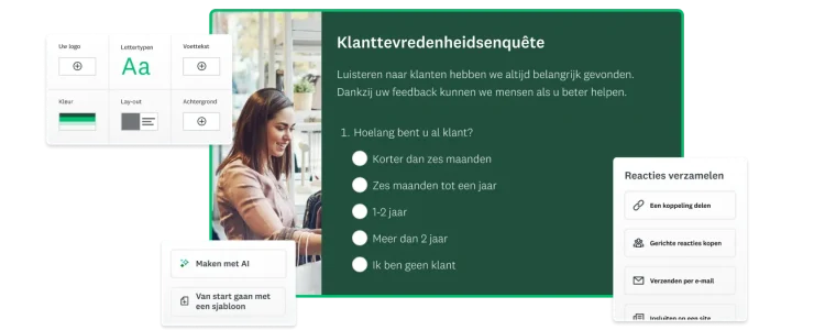 Screenshot van een klanttevredenheidsenquête die in SurveyMonkey wordt gemaakt