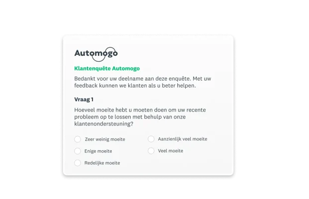 Enquêtevraag over hoeveel moeite het kostte om het probleem op te lossen