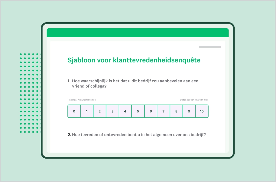 Screenshot van een SurveyMonkey-enquêtesjabloon over de klanttevredenheid