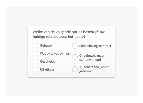Demografische vraag over iemands relatiestatus