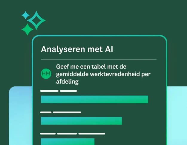 Opdracht voor Analyseren met AI: Geef me een grafiek met de gemiddelde werktevredenheid per afdeling' met een voorbeeld van de resulterende staafdiagram.